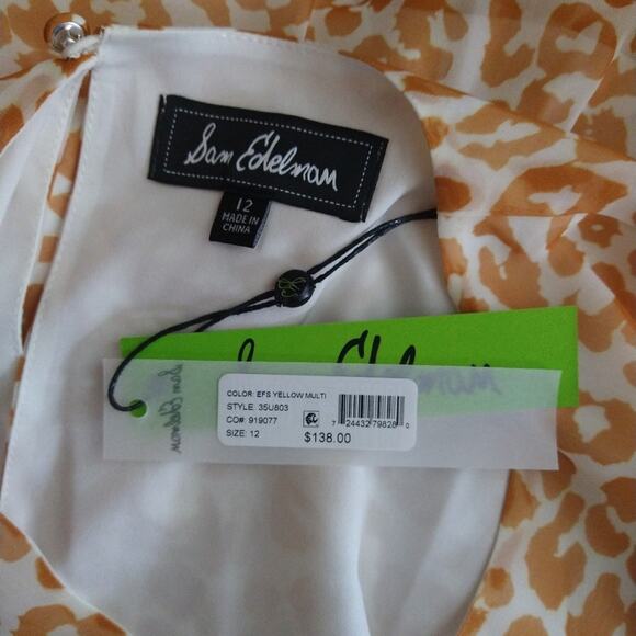 MA Sam Edelman Cream Leopard Cheetah Print Ruched Ruffled Sheath Dress 12 NWT - Picture 4 of 9